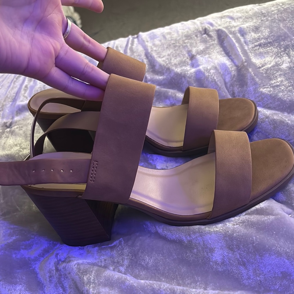 Soda Brown Chunky Heel Sandals